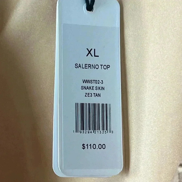 NWT We Wore What Women's XL Salerno Top Snake Skin Tan Swim Collared Tie Front - Picture 3 of 5